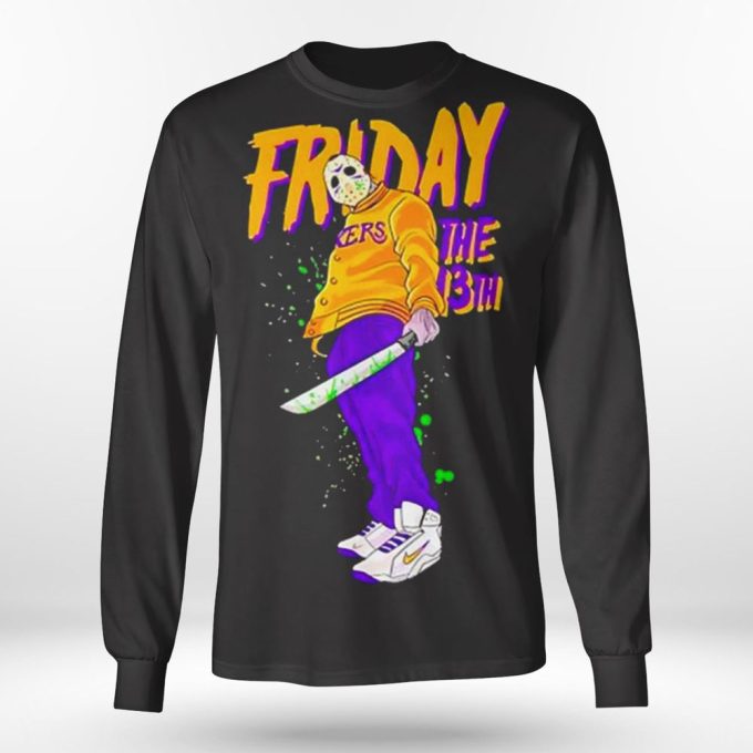 Friday The 13Th Jason Voorhees Los Angeles Lakers Halloween Shirt Long Sleeve, Ladies Tee Gift For Men Women 2
