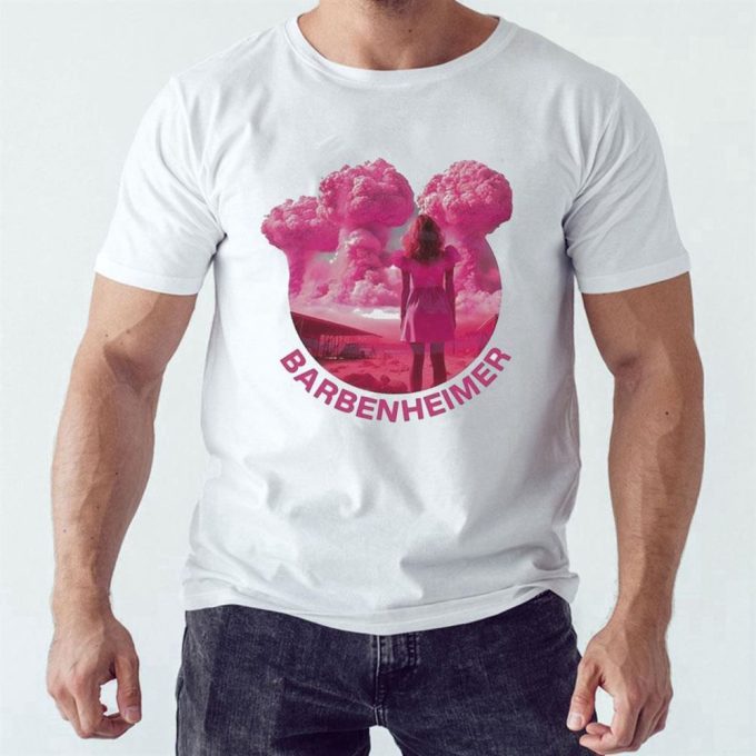 Funny Barbenheimer Pink Retro Shirt Ladies Tee 5