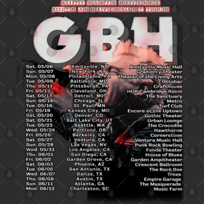 Gbh Plot ‘City Baby’s Revenge’ 40Th Anniversary Tour W/M.9D.cgift For Men And Women 4