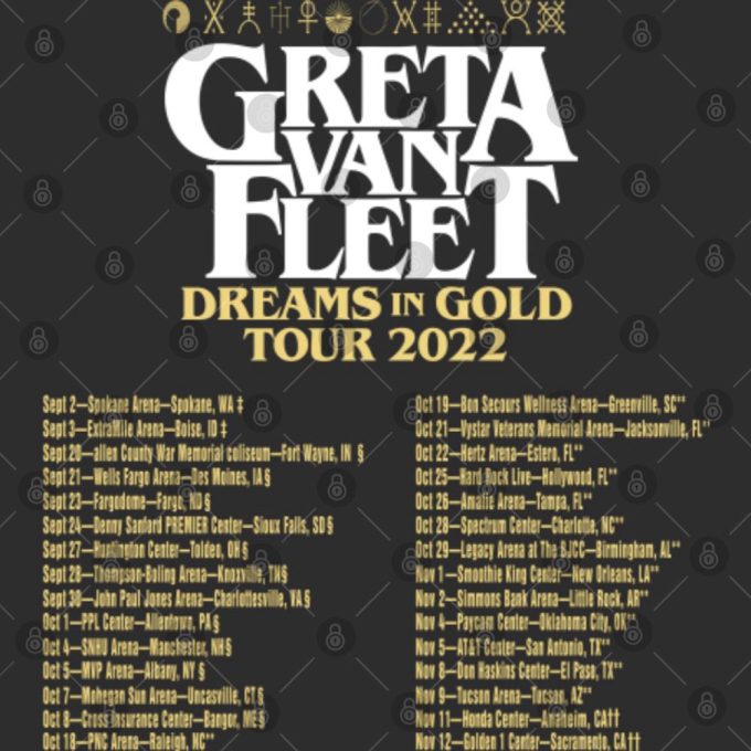 Greta Van Fleet Dreams In Gold Tour Shirt | Greta Van Fleet Dreams In Gold Tour 2022 T Shirt 4