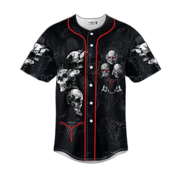 Hear See Speak No Evil Skull Baseball Jerseymen'S Baseball Jersey Gift For Skull Lover 1