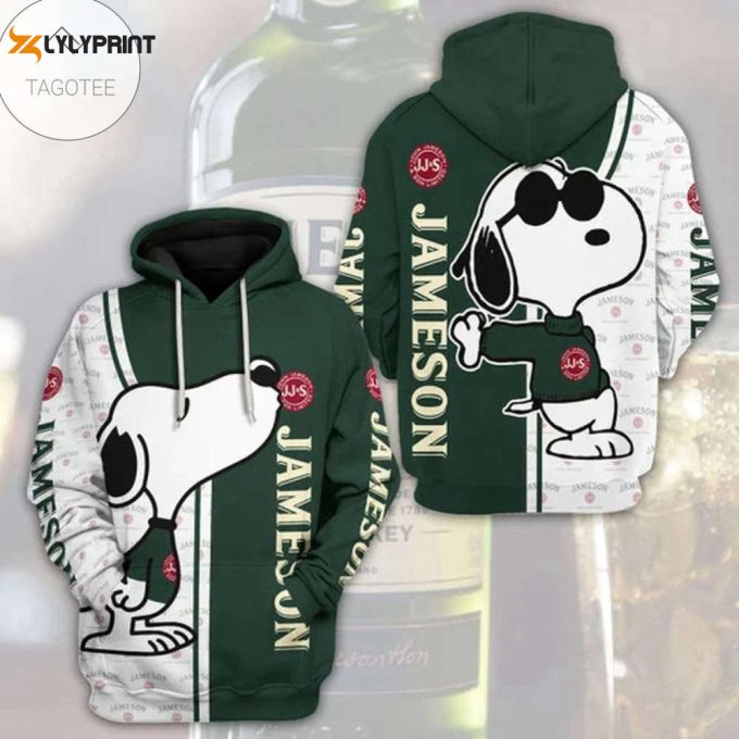 Jameson Irish Whiskey Snoopy 3D All Over Print Hoodie, Zip Hoodie 1