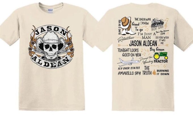 Jason Aldean Cowboys Skull Boots &Amp; Hat T-Shirt: Album Tour 2023 Shirt 5