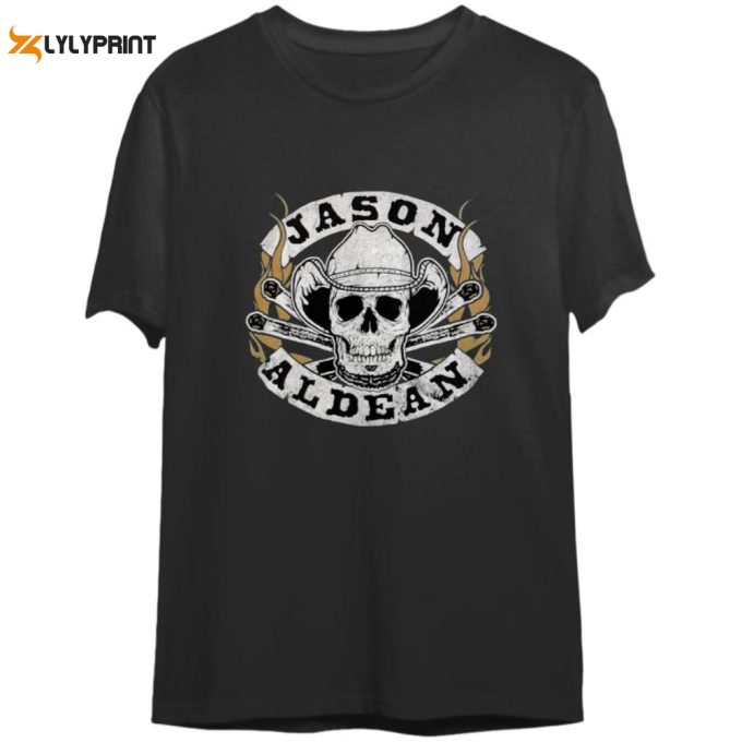 Jason Aldean Cowboys Skull Boots &Amp;Amp; Hat T-Shirt: Album Tour 2023 Shirt 1