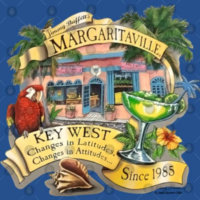 Authentic Margaritaville Key West T-Shirt By Jimmy Buffett: Vibrant Graphic Design For Island Paradise Lovers 3