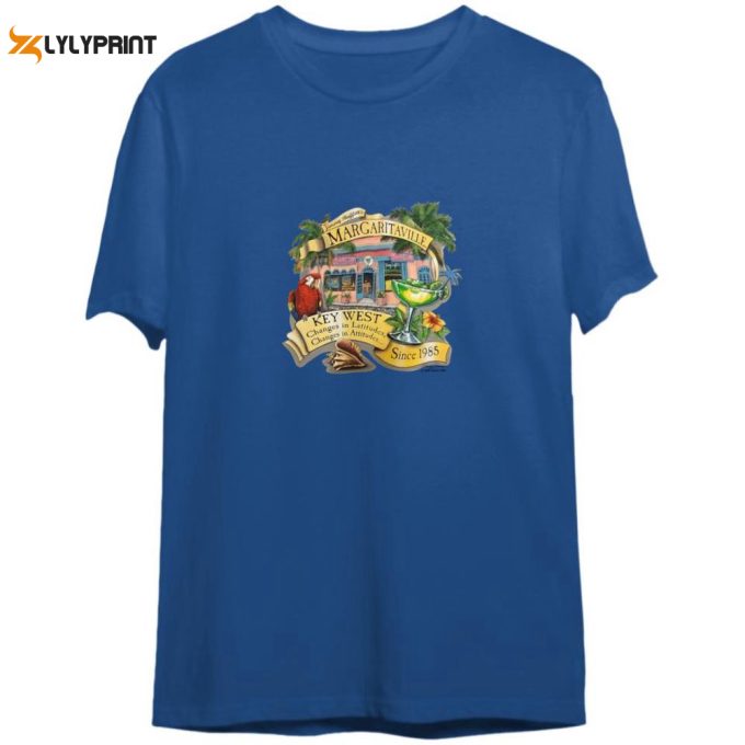 Authentic Margaritaville Key West T-Shirt By Jimmy Buffett: Vibrant Graphic Design For Island Paradise Lovers 1