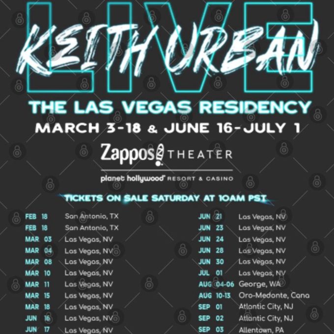 Keith Urban Tour 2023: Las Vegas Residency Double Sided T Shirts 3