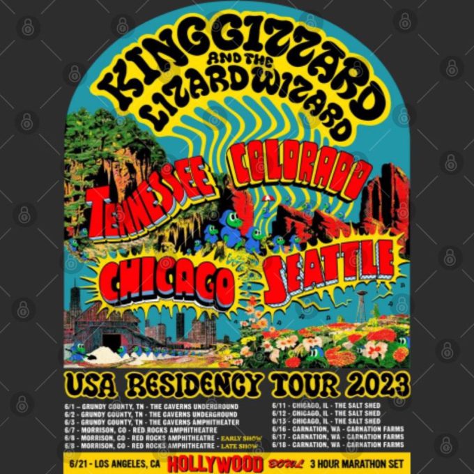 King Gizzard And The Lizard Wizard Usa Residency Tour 2023 T-Shirt 4