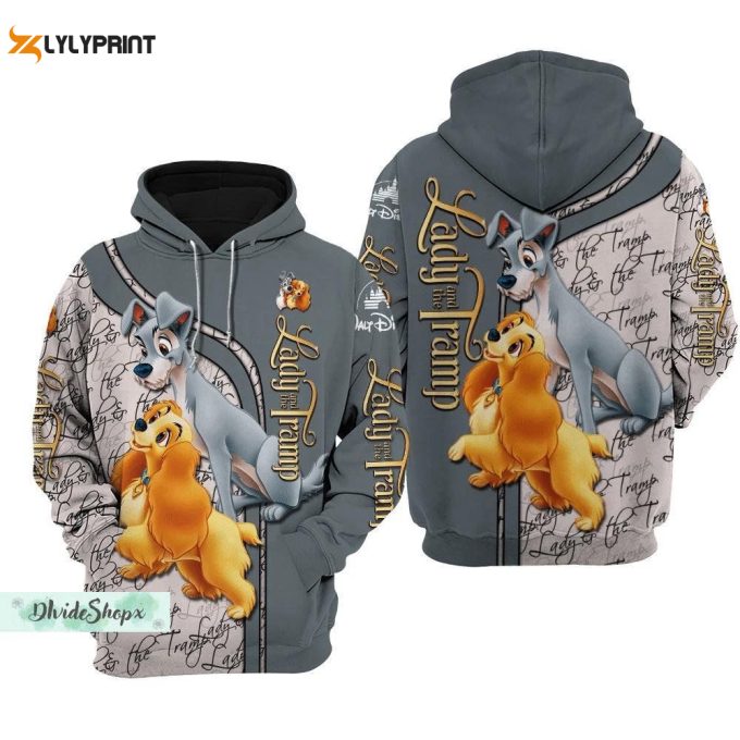 Lady Tramp 3D Hoodies, Lady The Tramp Hoodie, Disney Couple Hoodies, Disney Lady Aesthetic Hoodie, Couple Gifts 1