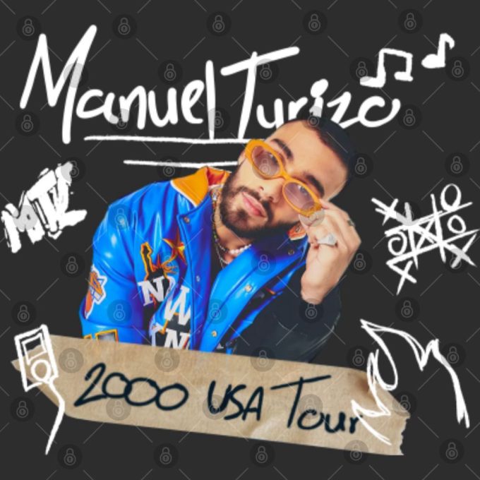 Manuel Turizo 2000 Usa Tour 90S Music Shirt - Double Sided T-Shirt 3