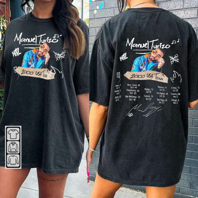 Manuel Turizo 2000 Usa Tour 90S Music Shirt - Double Sided T-Shirt 5