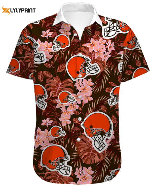 Men’s Cleveland Browns Hawaiian Shirt Tropical 1