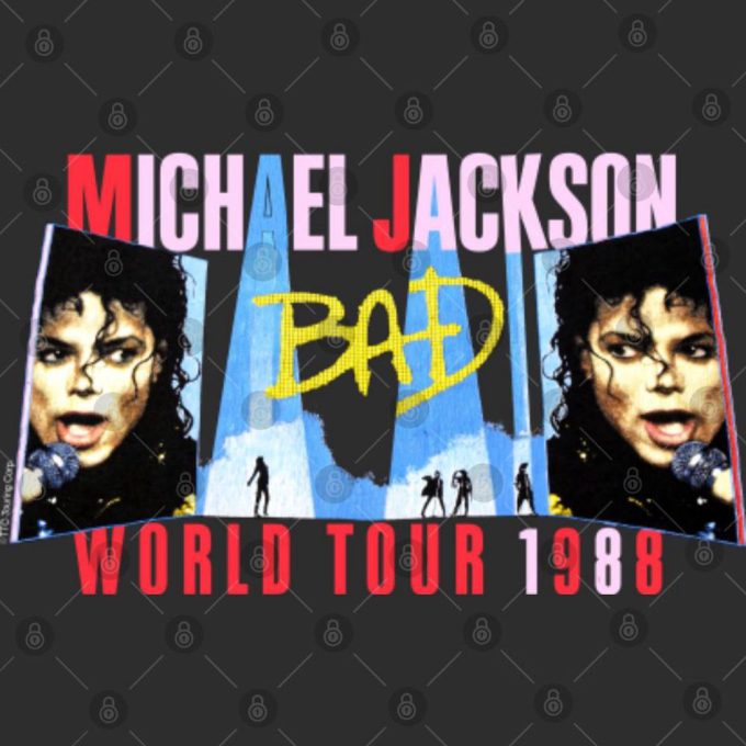 Michael Jackson Bad Tour 1988 Unisex Black T-Shirt, Vtg 80S Michael Jackson Tour Shirt 3