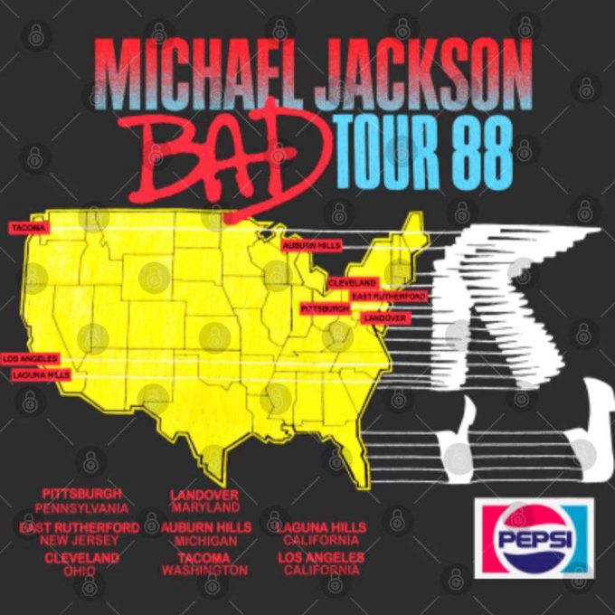 Michael Jackson Bad Tour 1988 Unisex Black T-Shirt, Vtg 80S Michael Jackson Tour Shirt 4