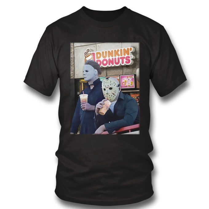 Michael Myers And Jason Voorhees Drink Dunkin Donuts Shirt Gift For Men Women 2