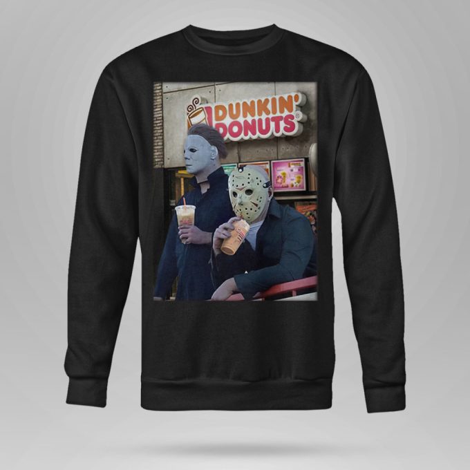 Michael Myers And Jason Voorhees Drink Dunkin Donuts Shirt Gift For Men Women 5