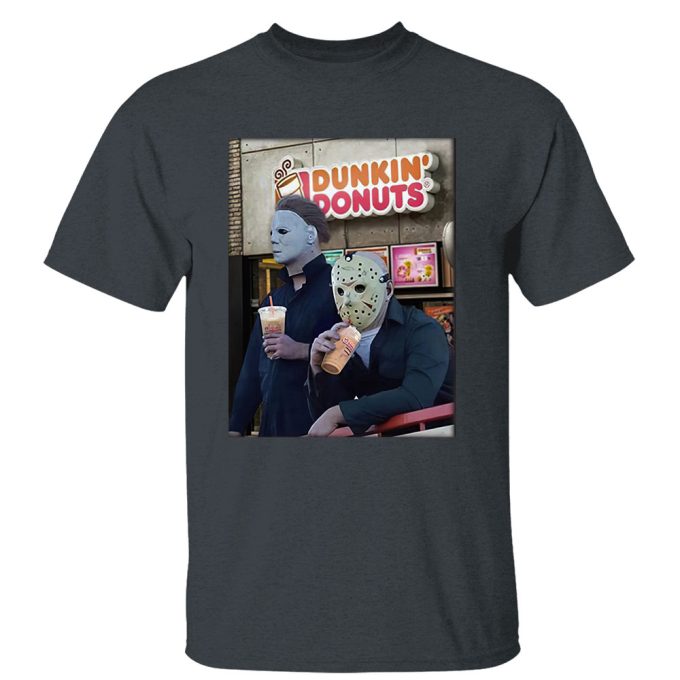 Michael Myers And Jason Voorhees Drink Dunkin Donuts Shirt Gift For Men Women 7