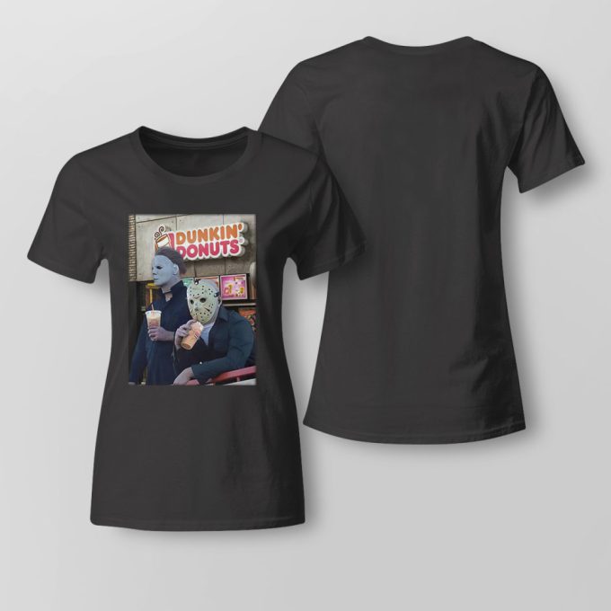 Michael Myers And Jason Voorhees Drink Dunkin Donuts Shirt Gift For Men Women 9