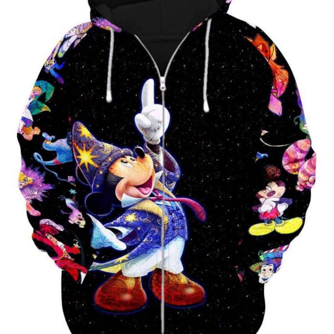 Mickey Mouse Fantasia Galaxy Night Sky Patterns Hoodie 2