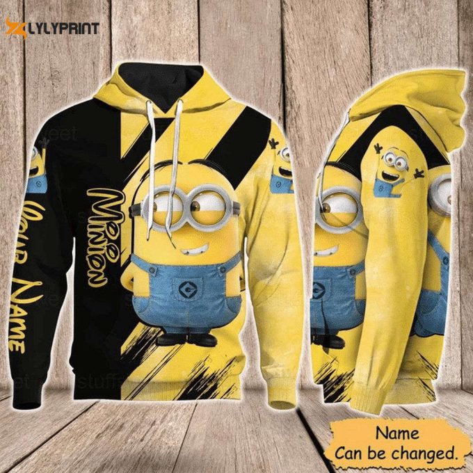 Minions Cute 3D, Funny Minion Hoodie 3D 1