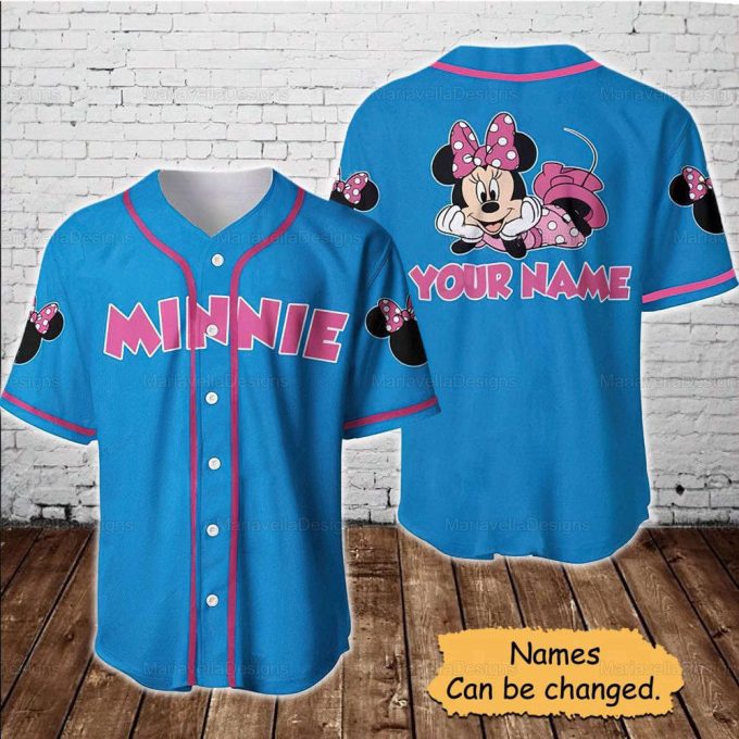 Minnie Mouse Disney Custom Baseball Jersey, Disney Baseball Jersey 3