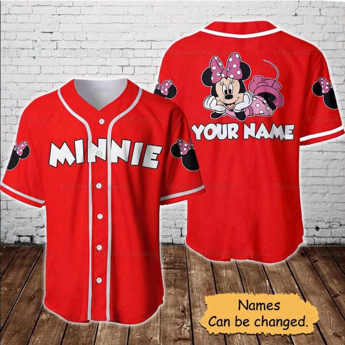 Minnie Mouse Disney Custom Baseball Jersey, Disney Baseball Jersey 4