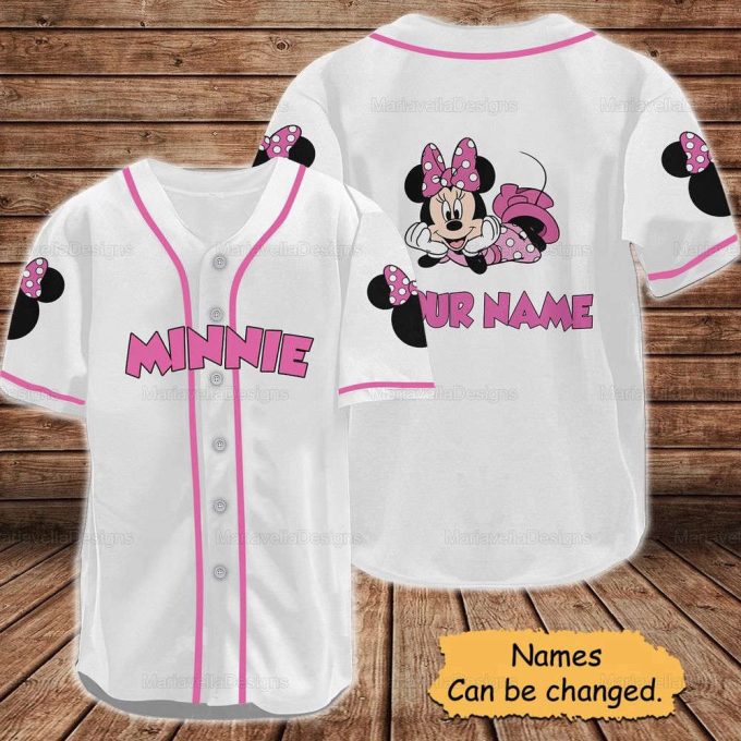 Minnie Mouse Disney Custom Baseball Jersey, Disney Baseball Jersey 5