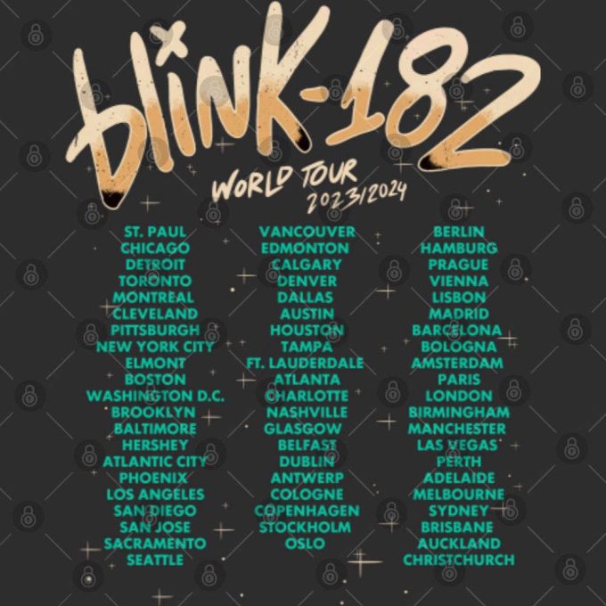 New-2 Sided 182 The World Tour 2023 2024 Shirt, B182 Tour Merch, B182 Rock And Roll Concert Tshirt 4