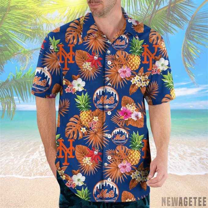 New York Mets Pineapple Tropical Hawaiian Shirt 2