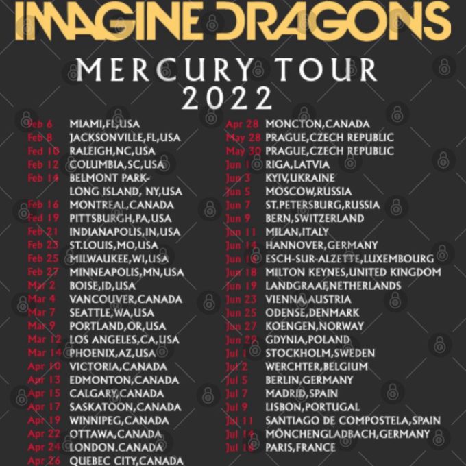 Official Imagine Dragons Mercury Tour 2022 T-Shirt - Rock Shirt 4