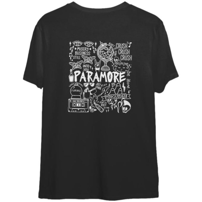 Paramore Doodle Art Shirt, 2 Side Vintage Paramore Album Lyric Merch Tee 2