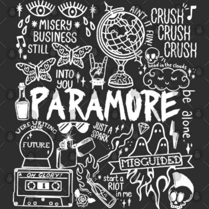 Paramore Doodle Art Shirt, 2 Side Vintage Paramore Album Lyric Merch Tee 4