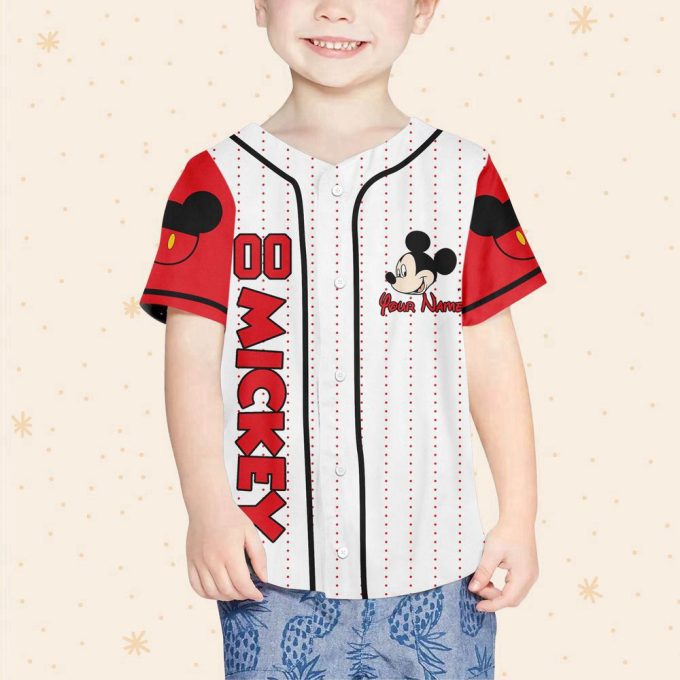 Personalize Disney Mickey Symbol Red Baseball Jersey For Men Women 3