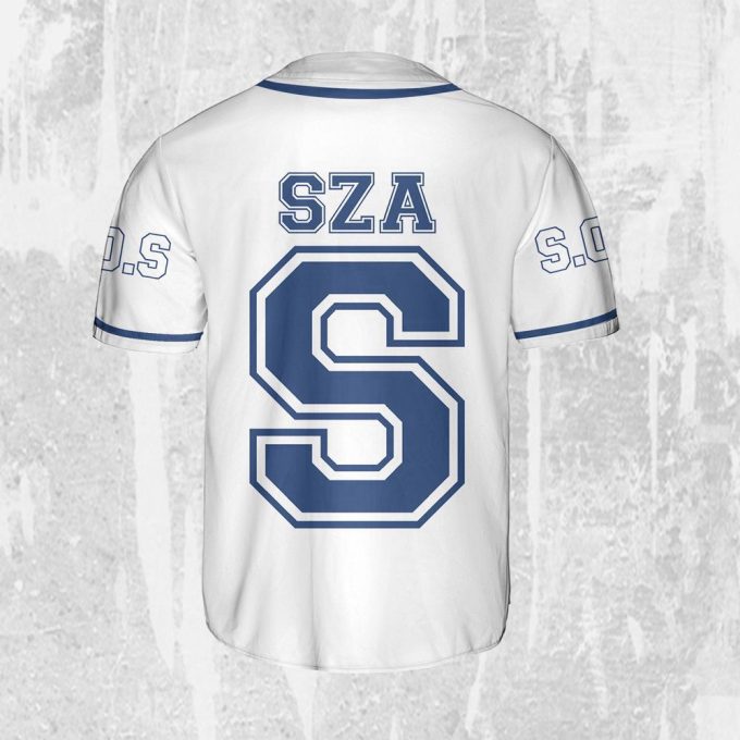 Personalize Sza Awesome Blue And White Color Jersey, Sza Baseball Jersey 2