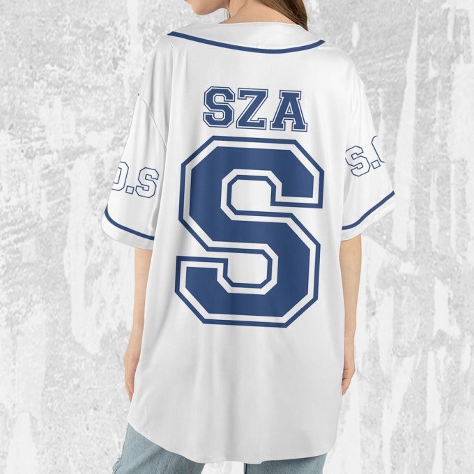 Personalize Sza Awesome Blue And White Color Jersey, Sza Baseball Jersey 4