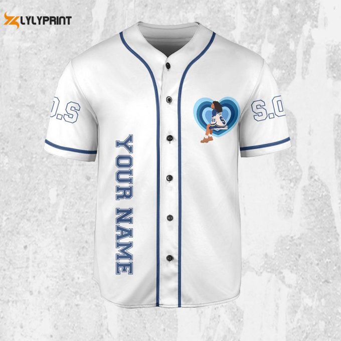 Personalize Sza Awesome Blue And White Color Jersey, Sza Baseball Jersey 1