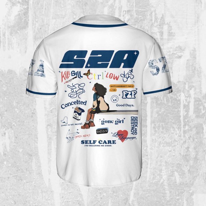 Personalize Sza Sos White And Blue Jersey, Sza Baseball Jersey, Sos New Album 2