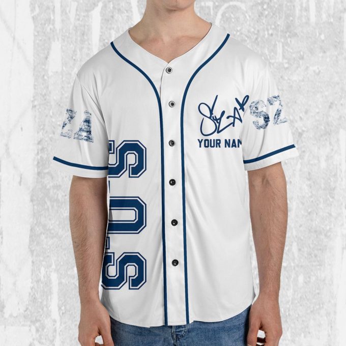 Personalize Sza Sos White And Blue Jersey, Sza Baseball Jersey, Sos New Album 3