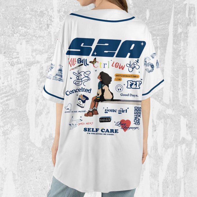 Personalize Sza Sos White And Blue Jersey, Sza Baseball Jersey, Sos New Album 4