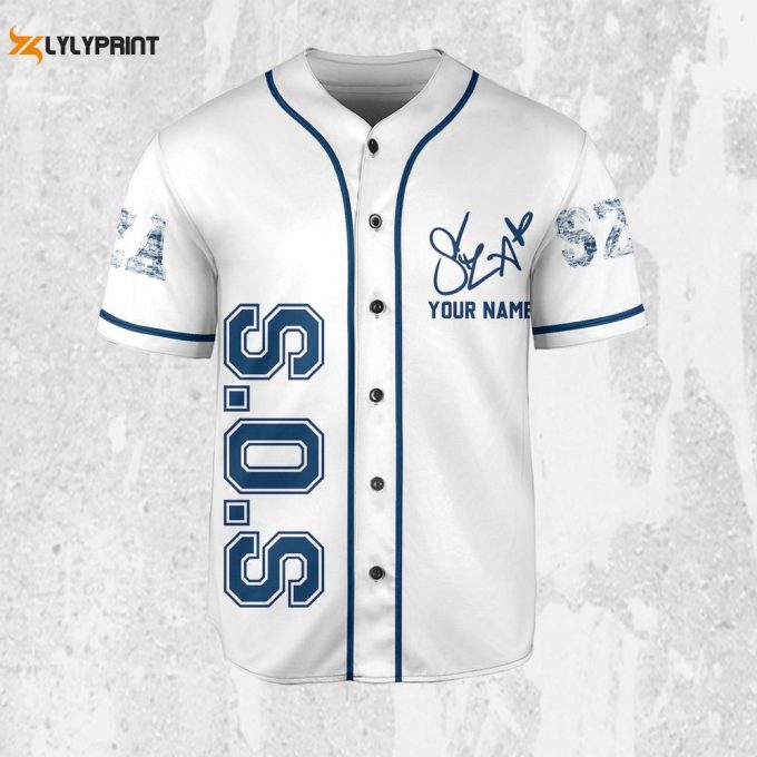 Personalize Sza Sos White And Blue Jersey, Sza Baseball Jersey, Sos New Album 1