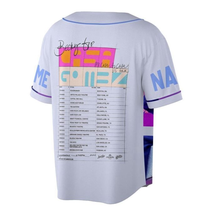 Personalized Becky G Baseball Jersey, Mi Casa Tu Us Tour 2023 3D Shirt 2