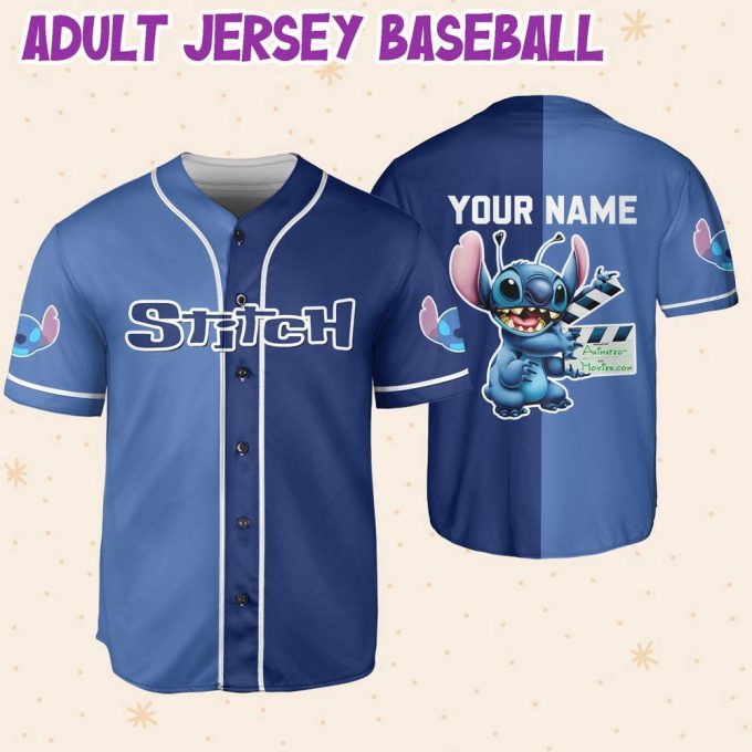 Personalized Disney Stitch Horizontal Baseball Jersey For Men Women 6