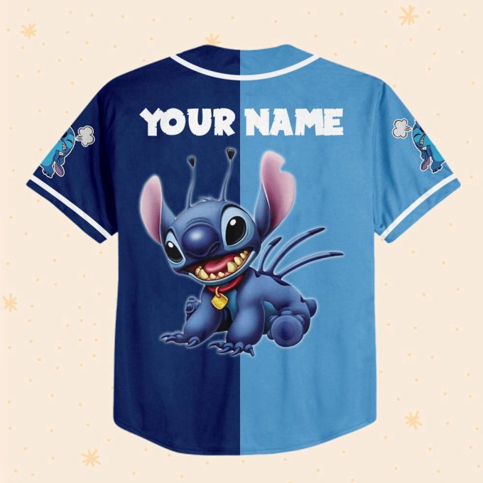 Personalized Disney Stitch Horizontal Baseball Jersey For Men Women 3