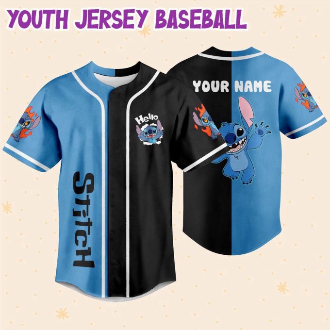 Personalized Disney Stitch Horizontal Baseball Jersey For Men Women 5