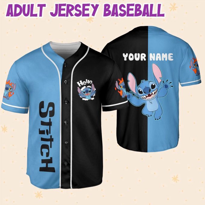 Personalized Disney Stitch Horizontal Baseball Jersey For Men Women 6