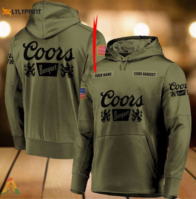 Personalized Military Green Coors Banquet 3D All Over Print Hoodie, Zip Hoodie 1
