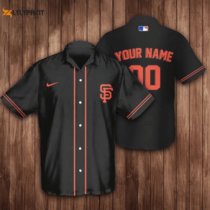 Personalized Name And Number San Francisco Giants 3D Hawaiian Shirt - Black Gift For Fans 1