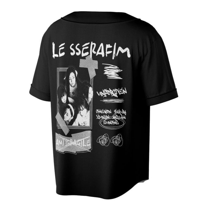 Personalized Name Le Sserafim Kpop Jersey Baseball, Kpop Baseball Jersey For Men Women 2