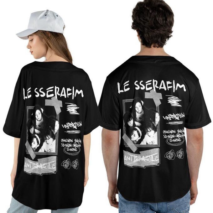 Personalized Name Le Sserafim Kpop Jersey Baseball, Kpop Baseball Jersey For Men Women 4