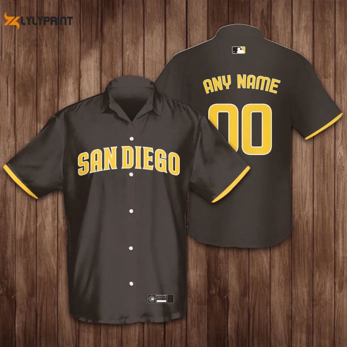 Personalized San Diego Padres 3D Hawaiian Shirt - Brown Gift For Fans 1